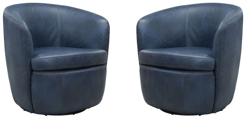 Barolo - 100% Italian Leather Swivel Club Chair (Set of 2)