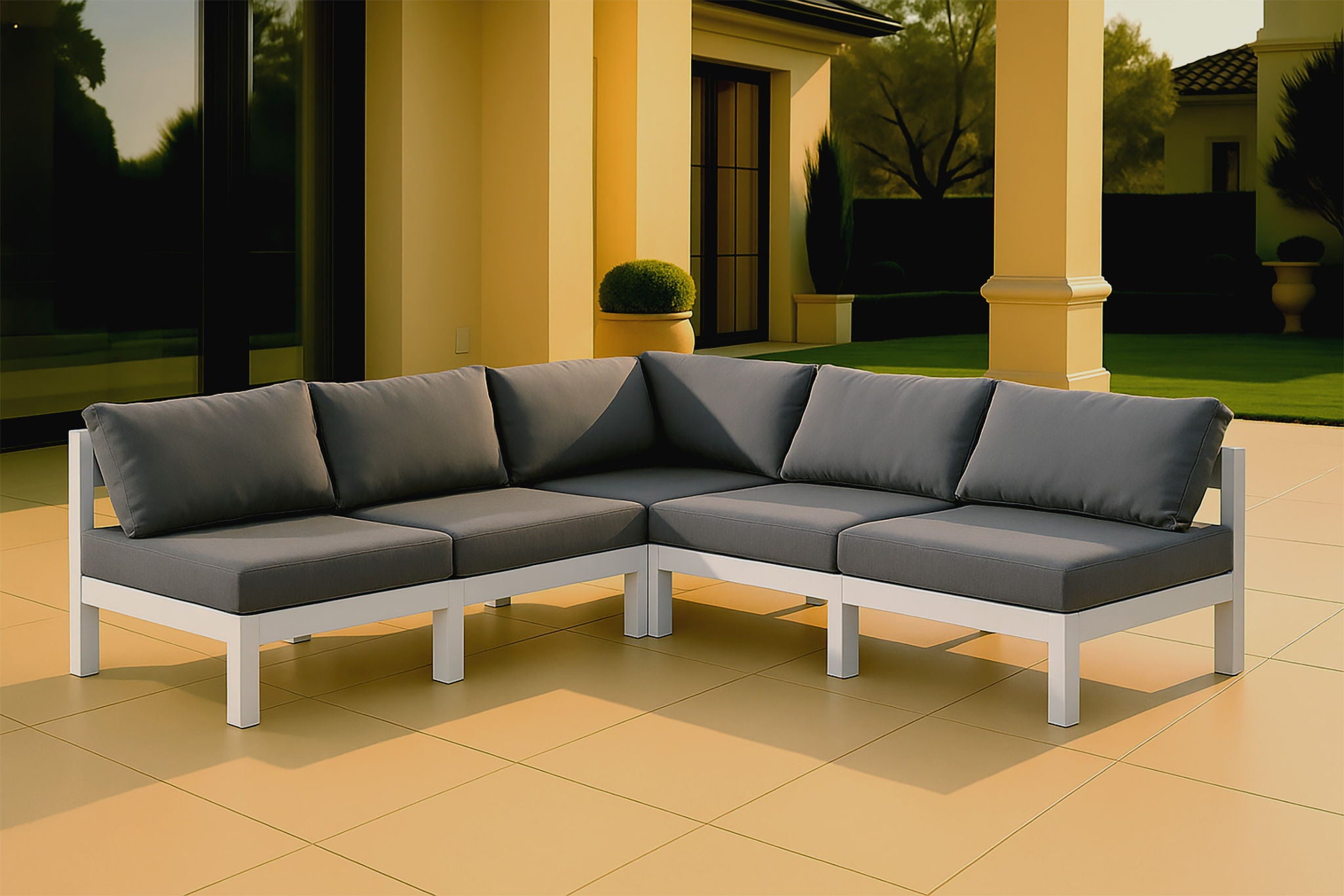 Nizuc - Outdoor Patio 5 Piece Modular Sectional With White Frame - Urban Living Furniture (Los Angeles, CA)