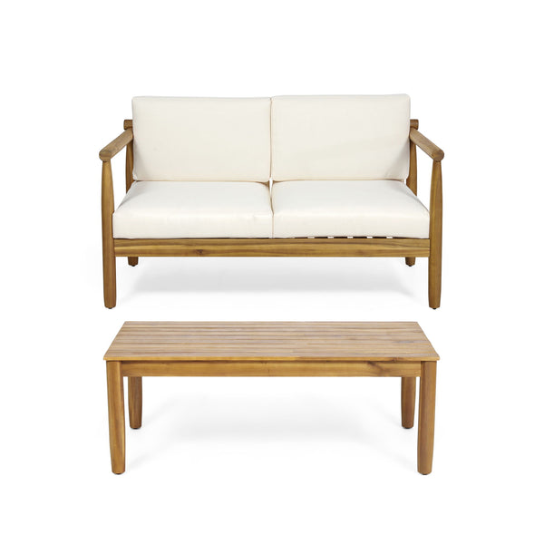Outdoor Seating Set With Coffee Table And Loveseat - Teak