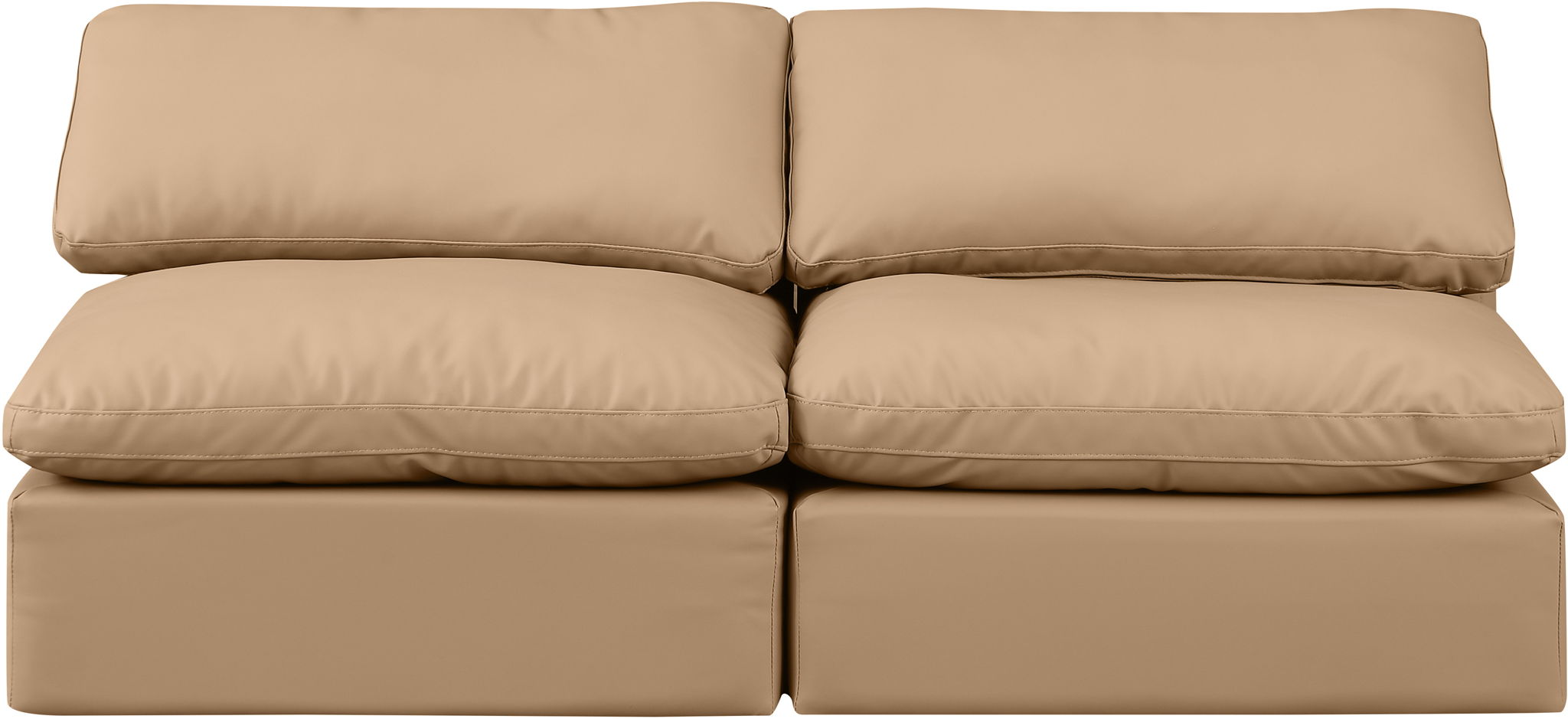 Indulge - Faux Leather 2 Piece Modular Armless Sofa - Tan - Urban Living Furniture (Los Angeles, CA)