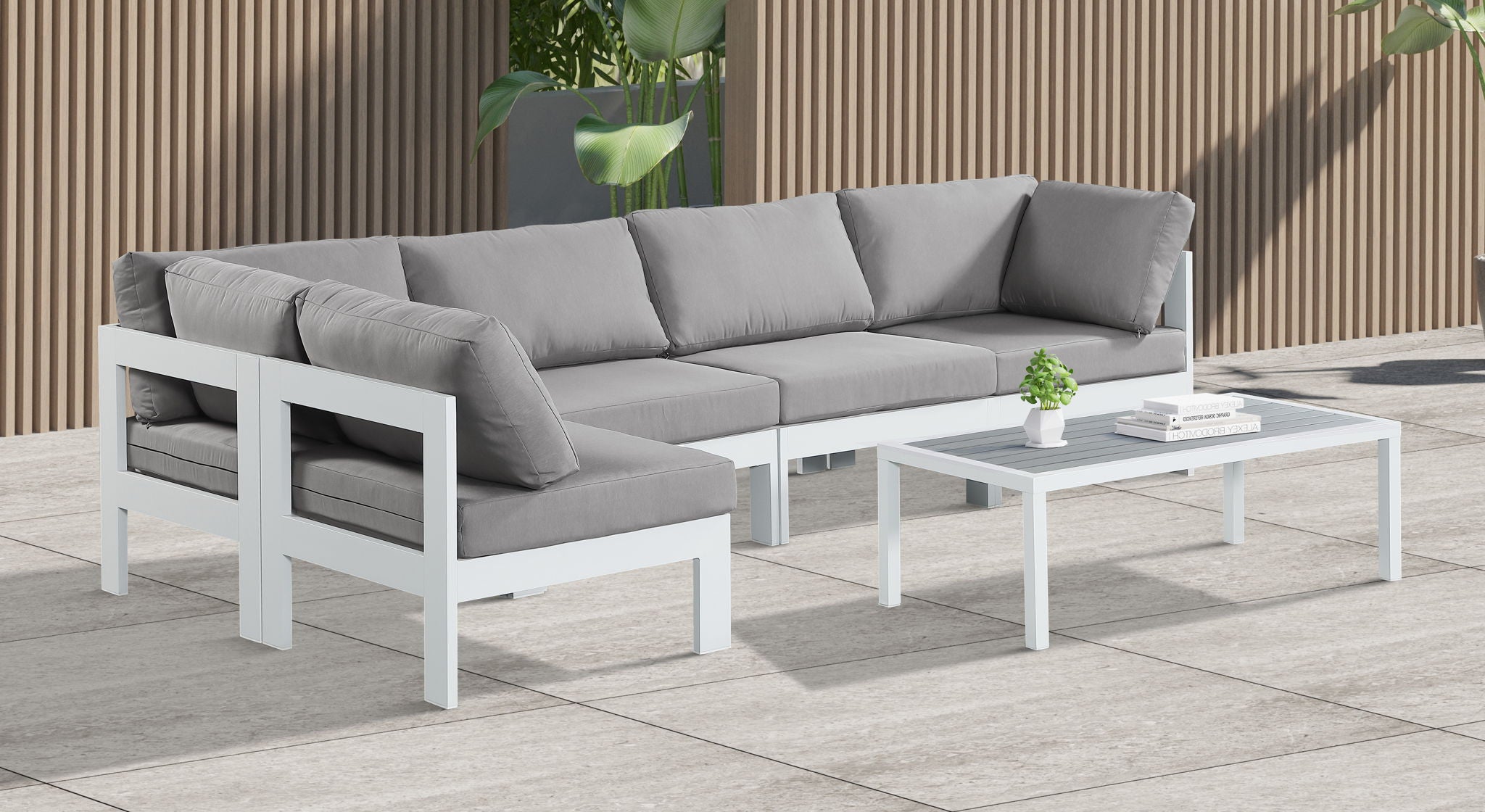 Nizuc - Outdoor Patio 5 Piece Modular Sectional With White Frame - Urban Living Furniture (Los Angeles, CA)