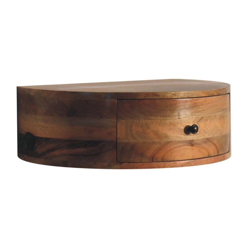 Large Wall Mounted Rounded Bedside Table - Beige