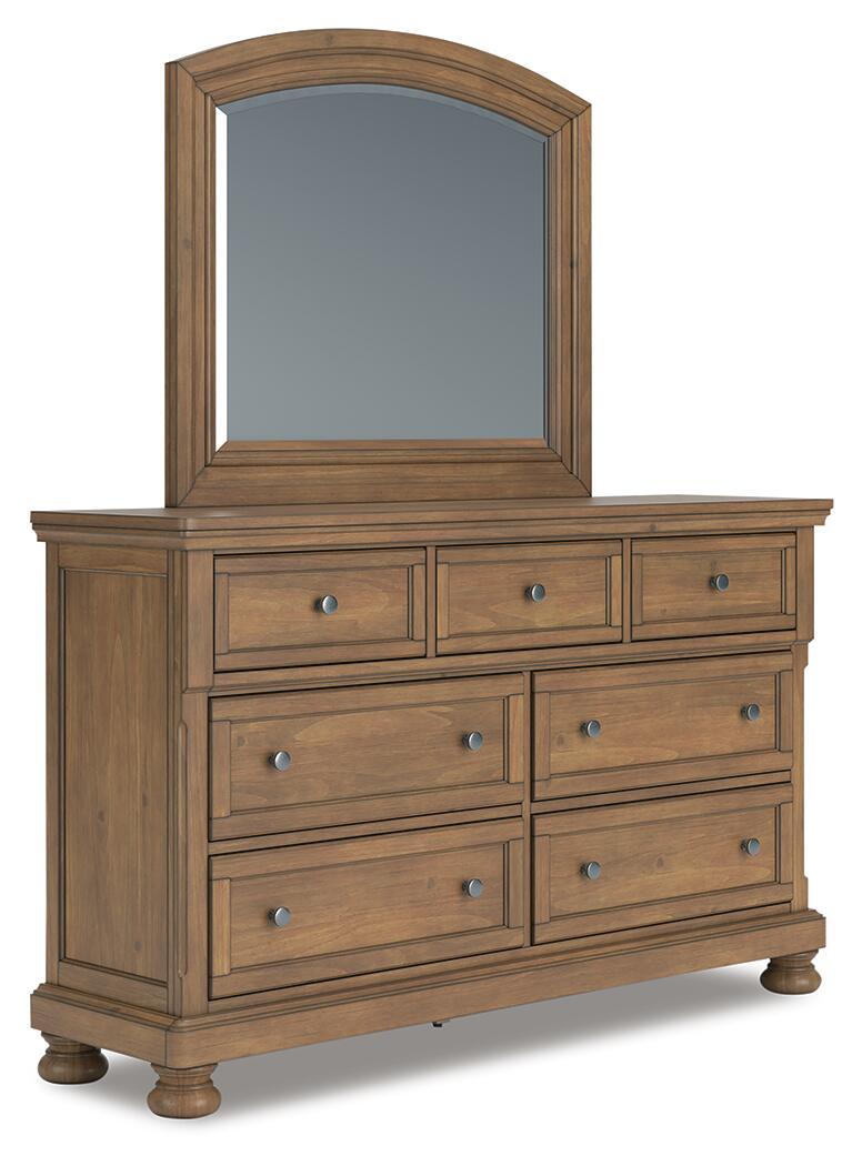Feddinger - 5 Pc. - Queen Sleigh Storage Bed, Dresser, Mirror, Chest And Nightstand - Medium Brown - Urban Living Furniture (Los Angeles, CA)