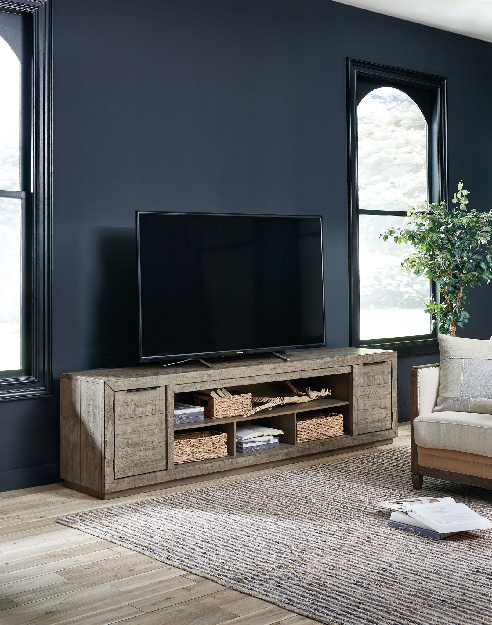 Krystanza - Weathered Gray - TV Stand with Wide Fireplace Insert - Urban Living Furniture (Los Angeles, CA)