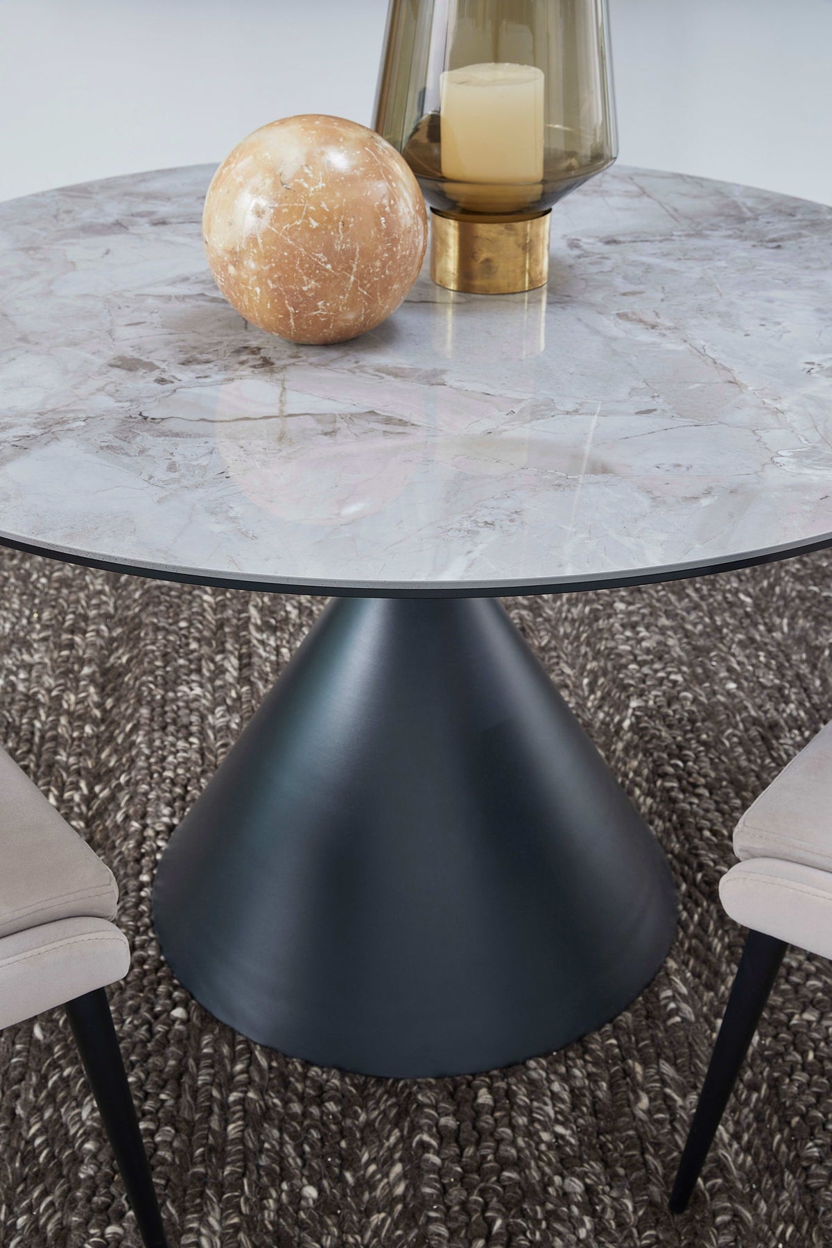 Winston - Stone Top Metal Base Round Dining Table