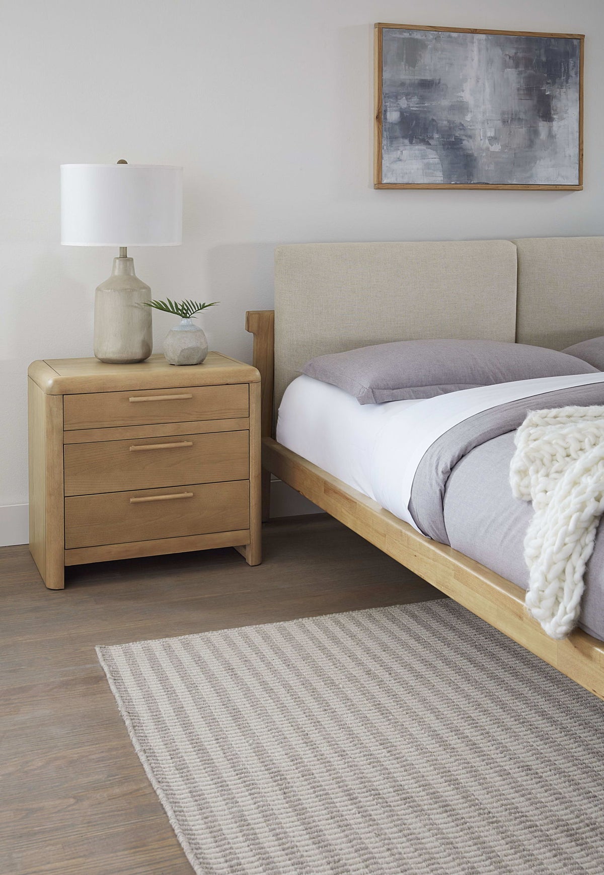 Furano - Three Drawer Ash Wood Nightstand - Ginger