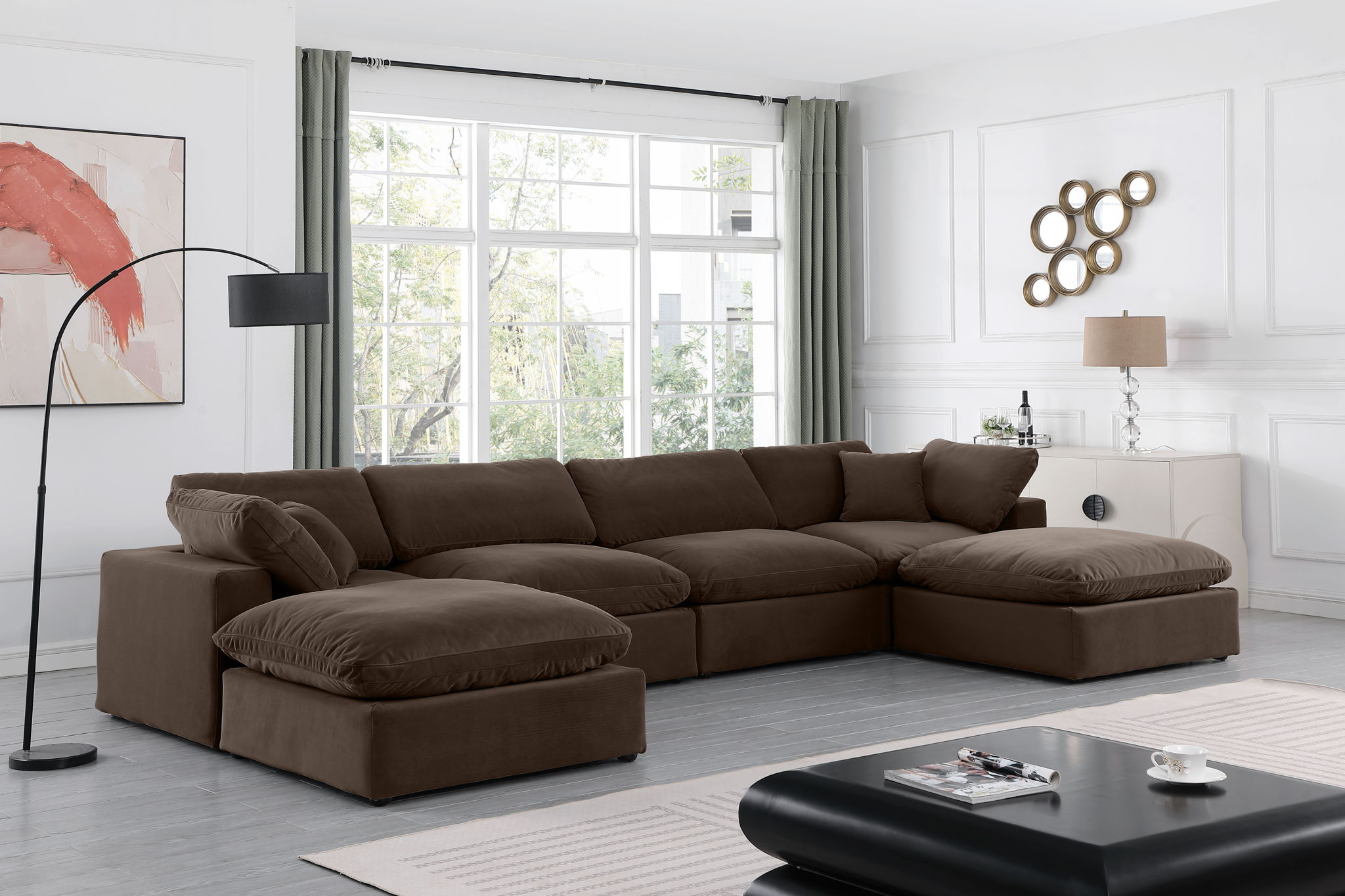 Comfy - 6 Piece Velvet Modular Double Chaise Sectional - Urban Living Furniture (Los Angeles, CA)