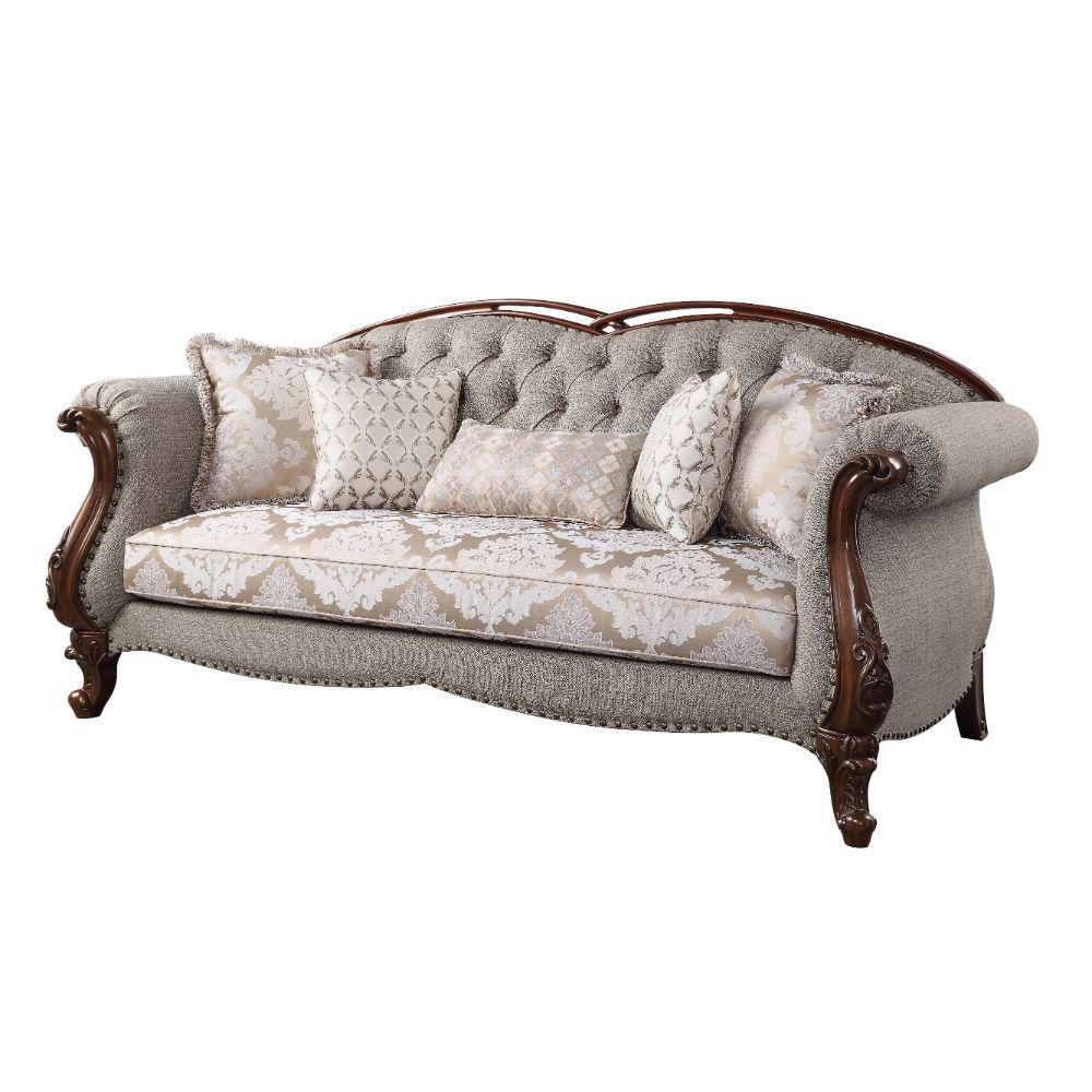 Miyeon - Sofa With 5 Pillows - Fabric & Cherry - Urban Living Furniture (Los Angeles, CA)