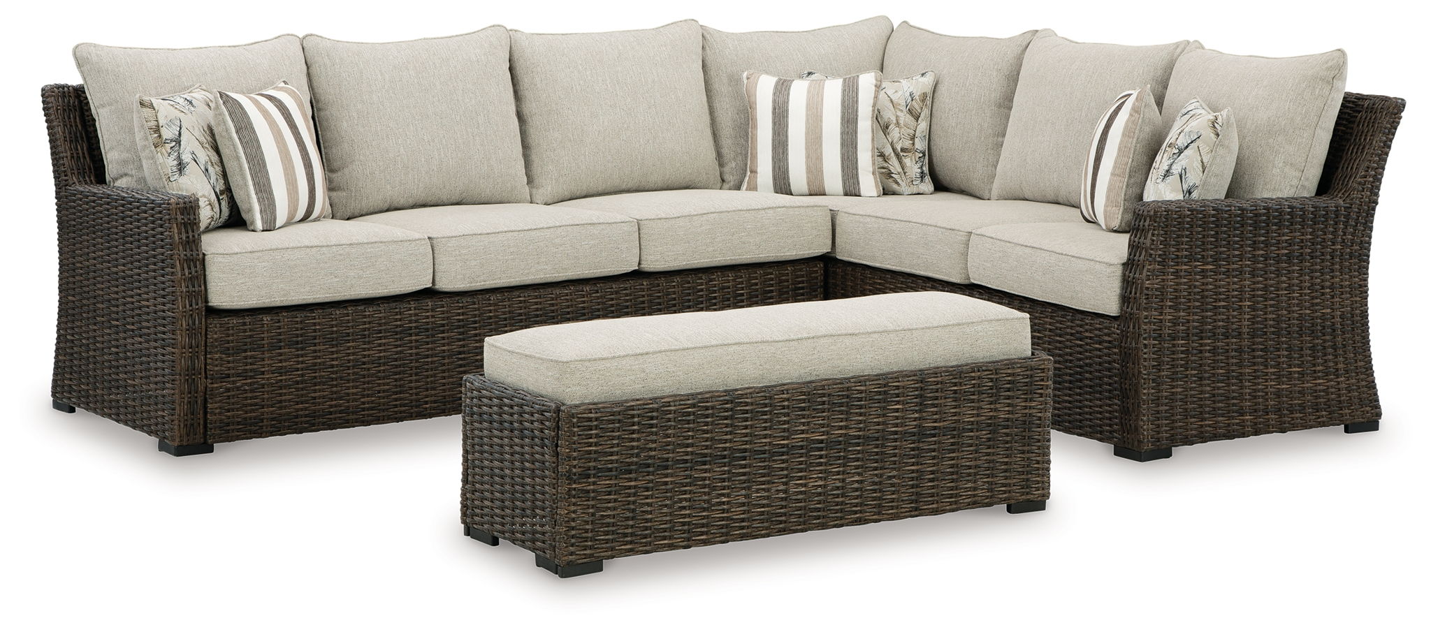 Brook Ranch - Brown - Sofa Sectional, Bench With Cushion (Set of 3) - Urban Living Furniture (Los Angeles, CA)