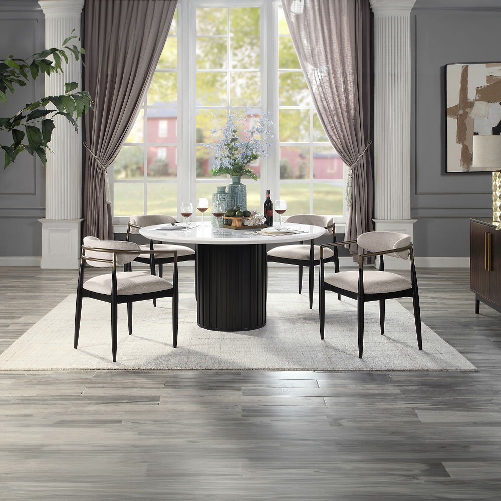 Jaramillo - Round Dining Table With Engineered Marble Top - Engineered Marble Top & Black - Urban Living Furniture (Los Angeles, CA)