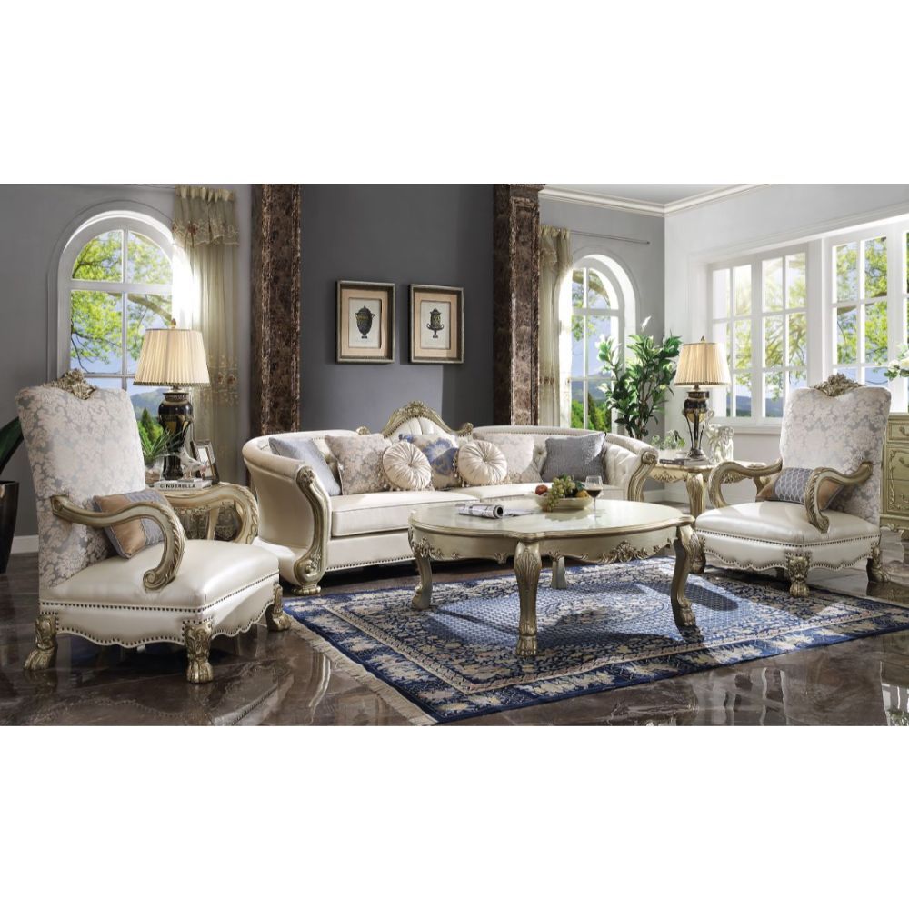 Dresden II - Sofa - Pearl PU & Gold Patina - Urban Living Furniture (Los Angeles, CA)