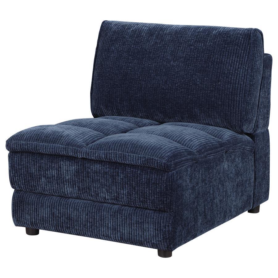 Atlantic - Corduroy Upholstered Armless Chair - Blue