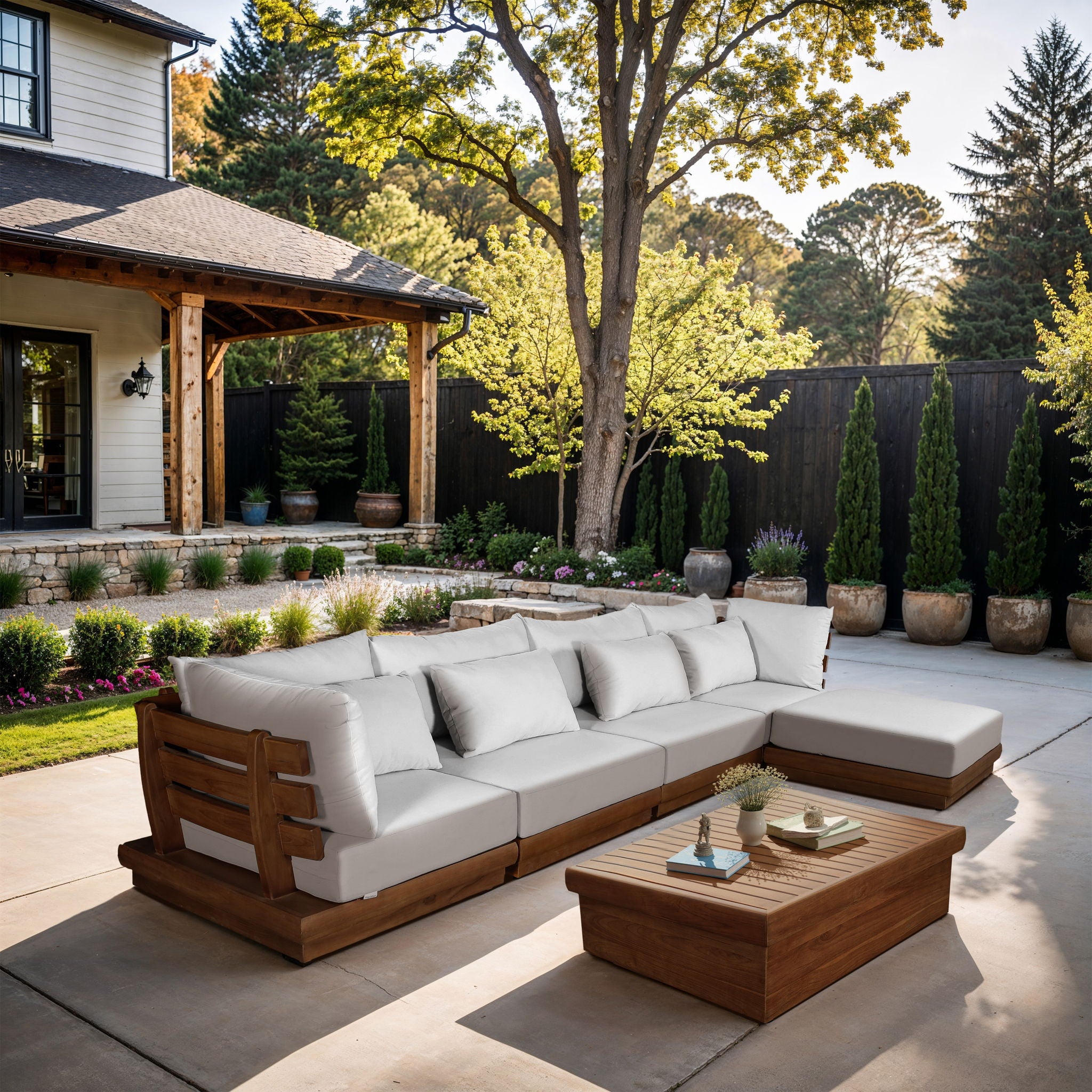 Mirella - 5 Piece Water Resistant Fabric Upholstered Outdoor Patio Modular Sectional - Urban Living Furniture (Los Angeles, CA)