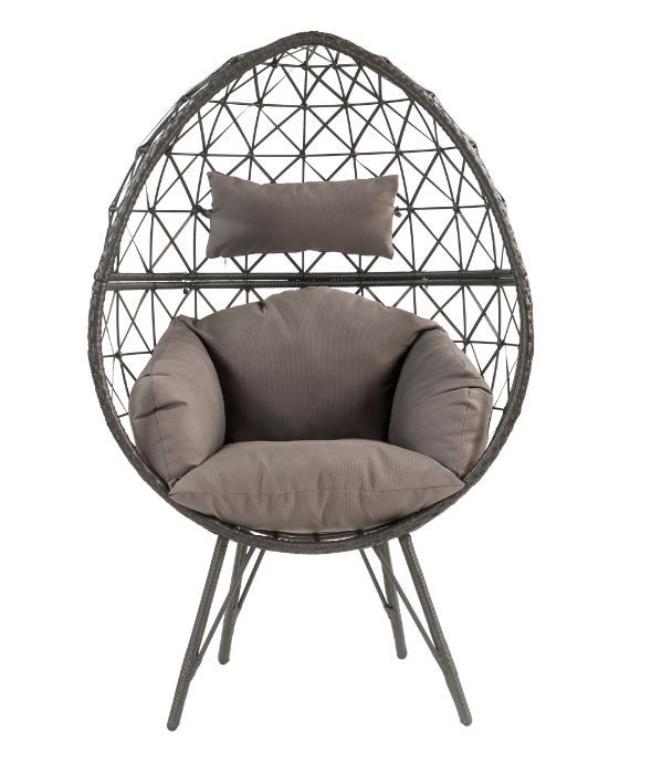 Aeven - Patio Lounge Chair - Light Gray Fabric & Black Wicker - Urban Living Furniture (Los Angeles, CA)