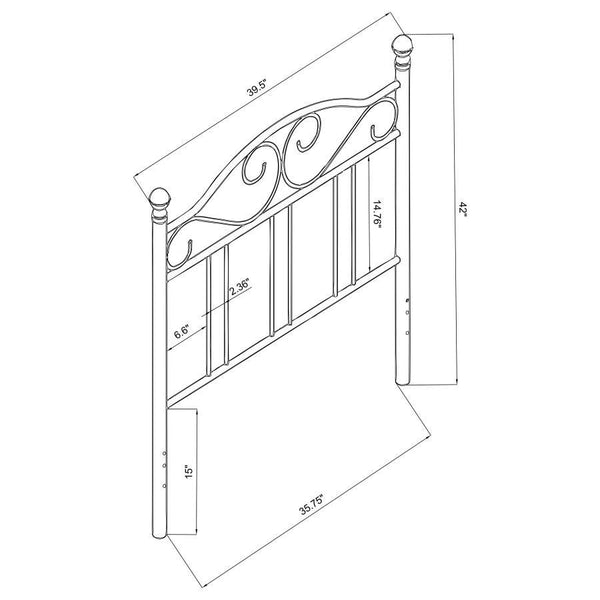 Ellis - Metal Twin Open Frame Headboard - Dark Bronze