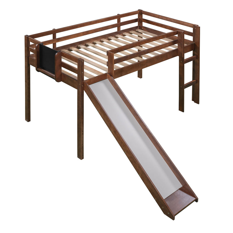 Loft Bed With Slide, Stair And Chalkboard