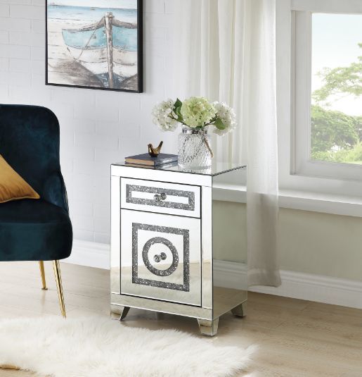 Noralie - 26"H Accent Table With Storage Drawers - Mirrored & Faux Diamonds - Urban Living Furniture (Los Angeles, CA)