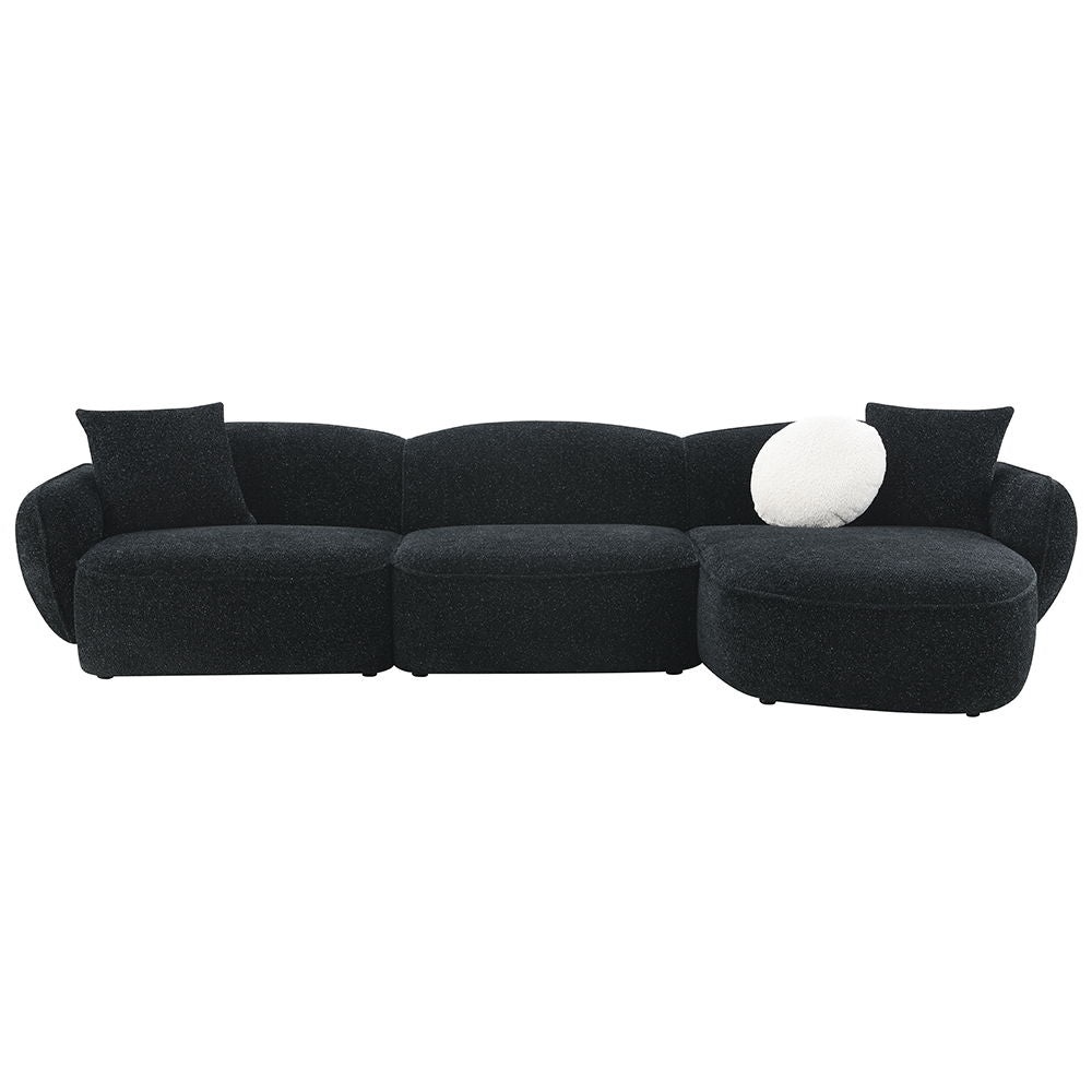 Lucifer - Sectional Sofa With 3 Pillows - Black Shimmer Chenille - Urban Living Furniture (Los Angeles, CA)