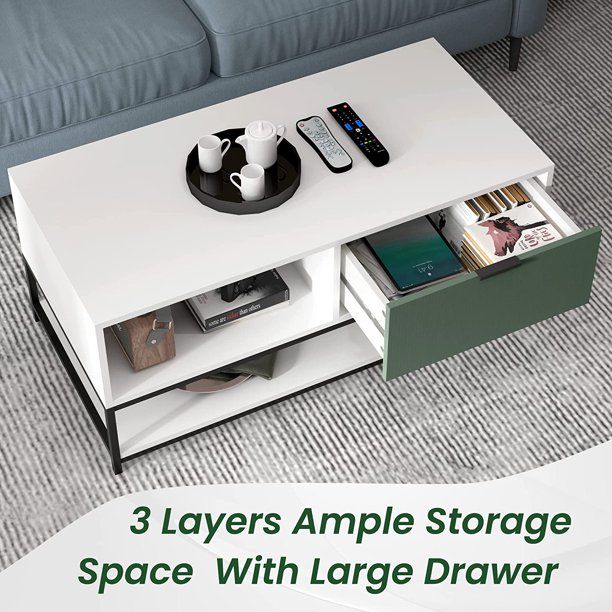 Watson - Wood Coffee Table Steel Frame With Shelves And Drawer - Urban Living Furniture (Los Angeles, CA)