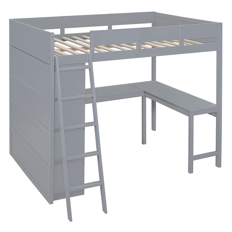 Modern Loft Bed With Desk And Shelves