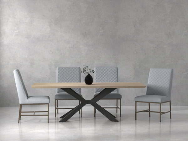 Crossings - Rectangular Dining Table With 4 Upholstered Chairs - Natural & Pearl Silver