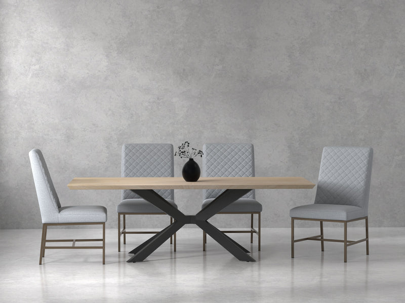 Crossings - Rectangular Dining Table With 4 Upholstered Chairs - Natural & Pearl Silver