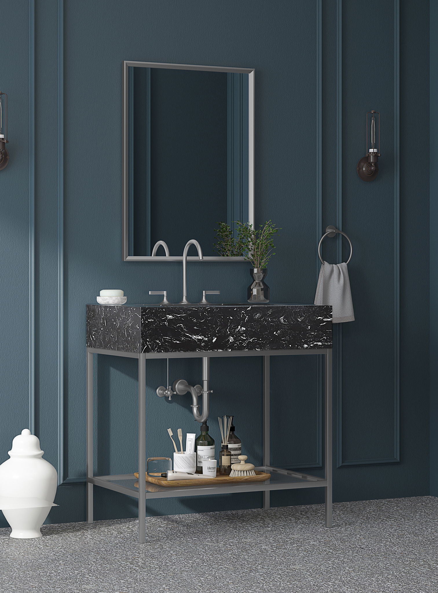 Marmo - Engineered Marble Bathroom Vanity With Chrome Base - Urban Living Furniture (Los Angeles, CA)