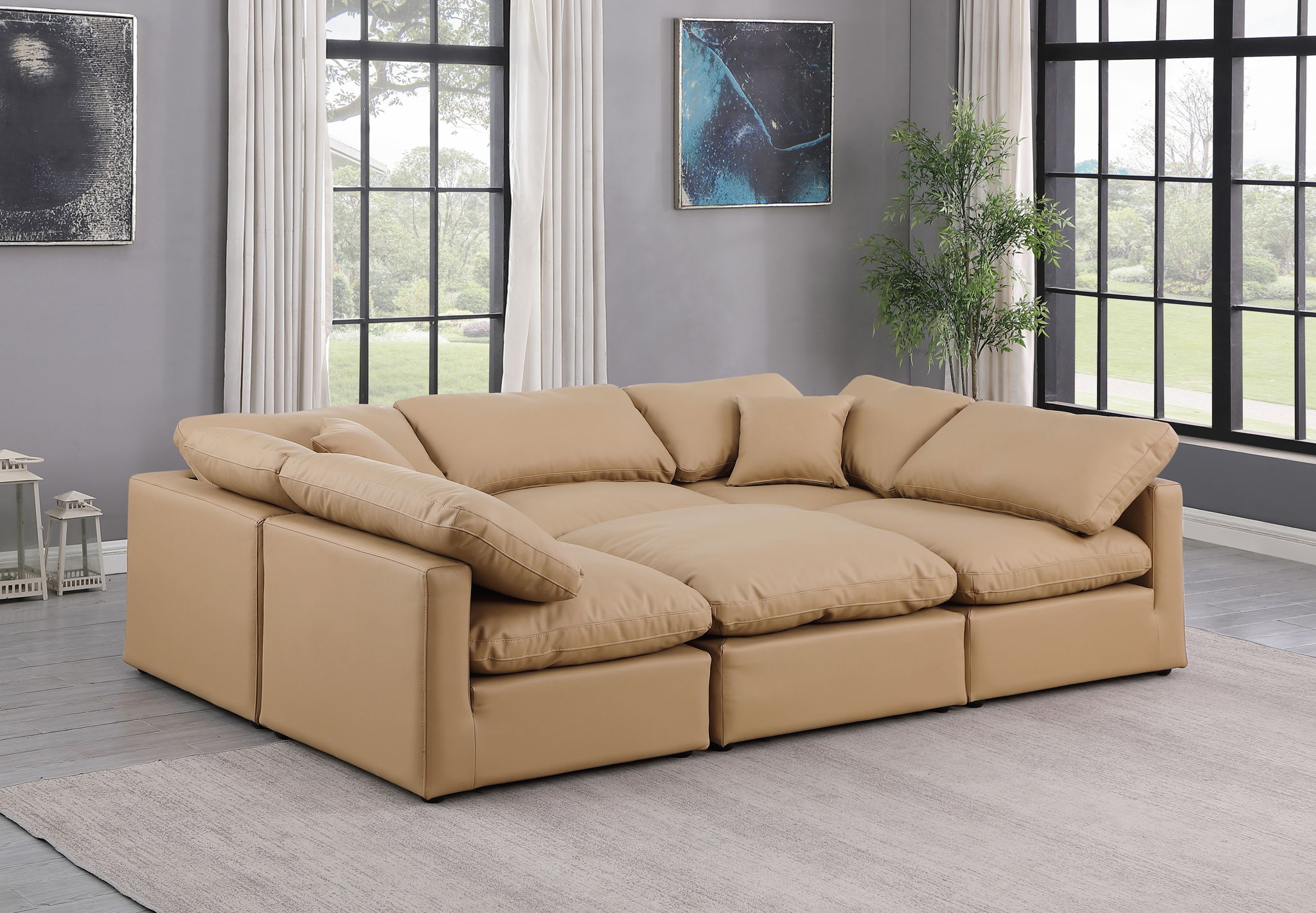 Indulge - Faux Leather 6 Piece Modular Sectional - Tan - Urban Living Furniture (Los Angeles, CA)