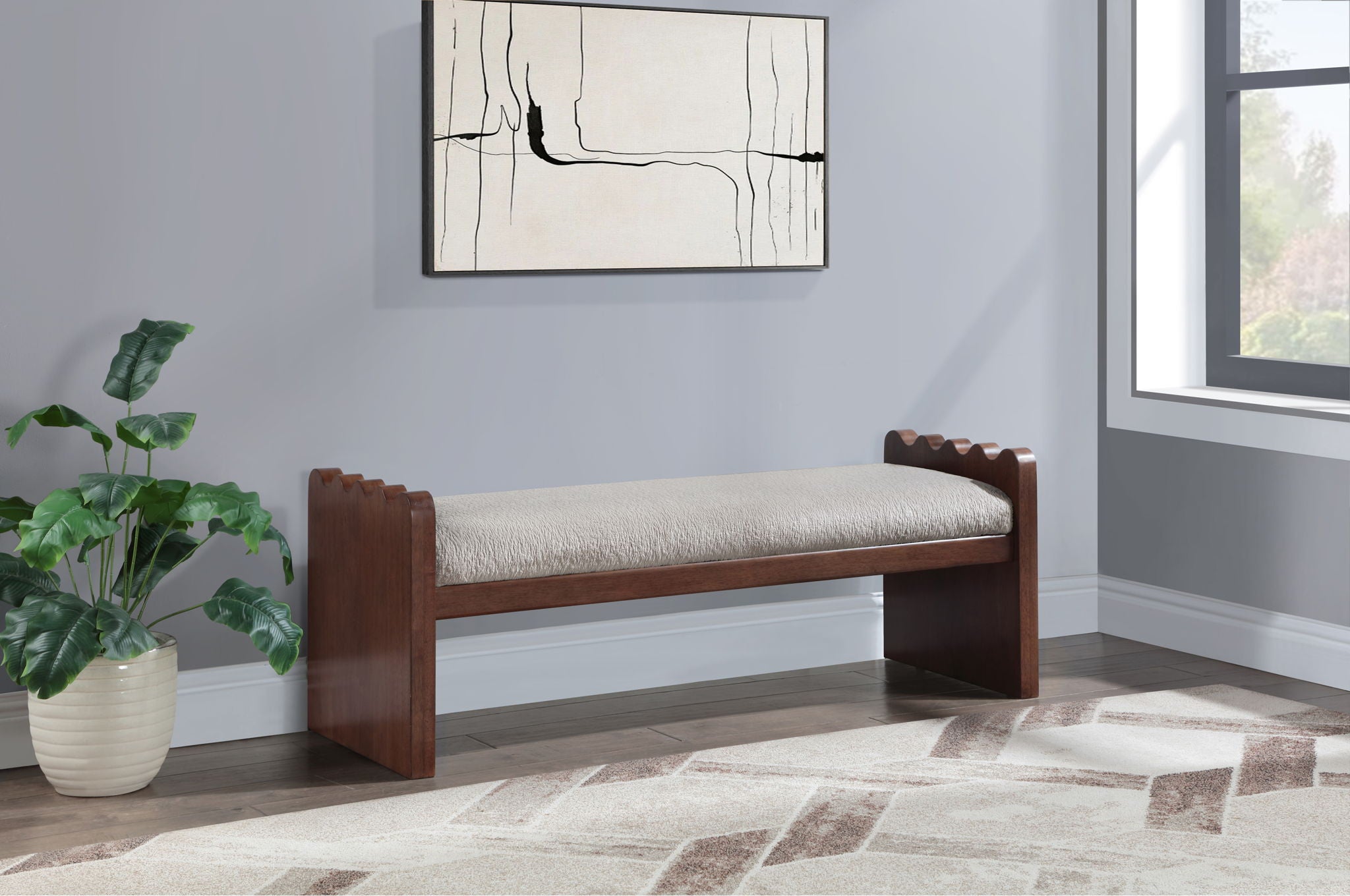 Sonia - Bench With Brown Base - Urban Living Furniture (Los Angeles, CA)
