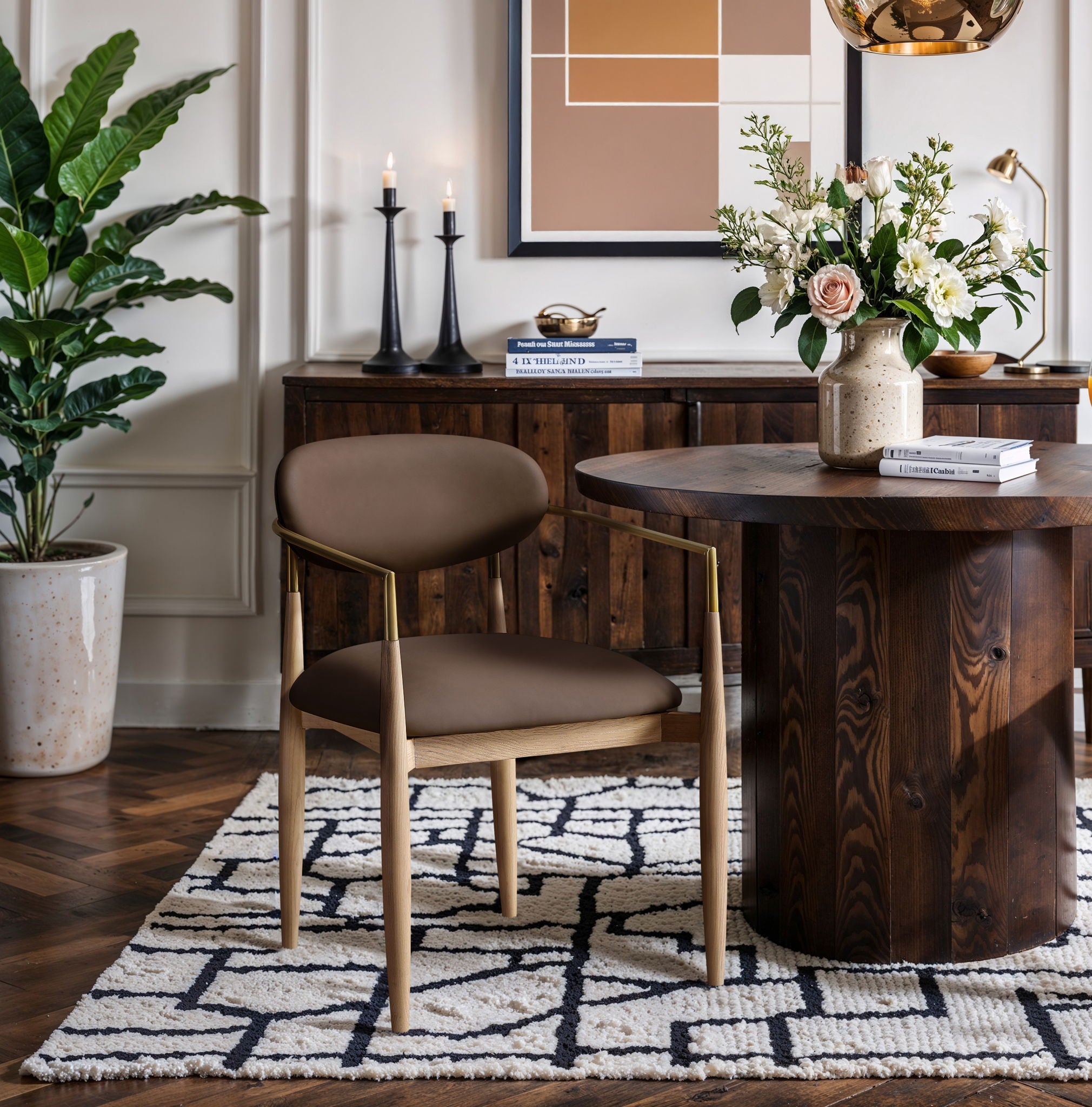 Riccio - Dining Arm Chair (Set of 2) - Natural And Gold Frame - Urban Living Furniture (Los Angeles, CA)