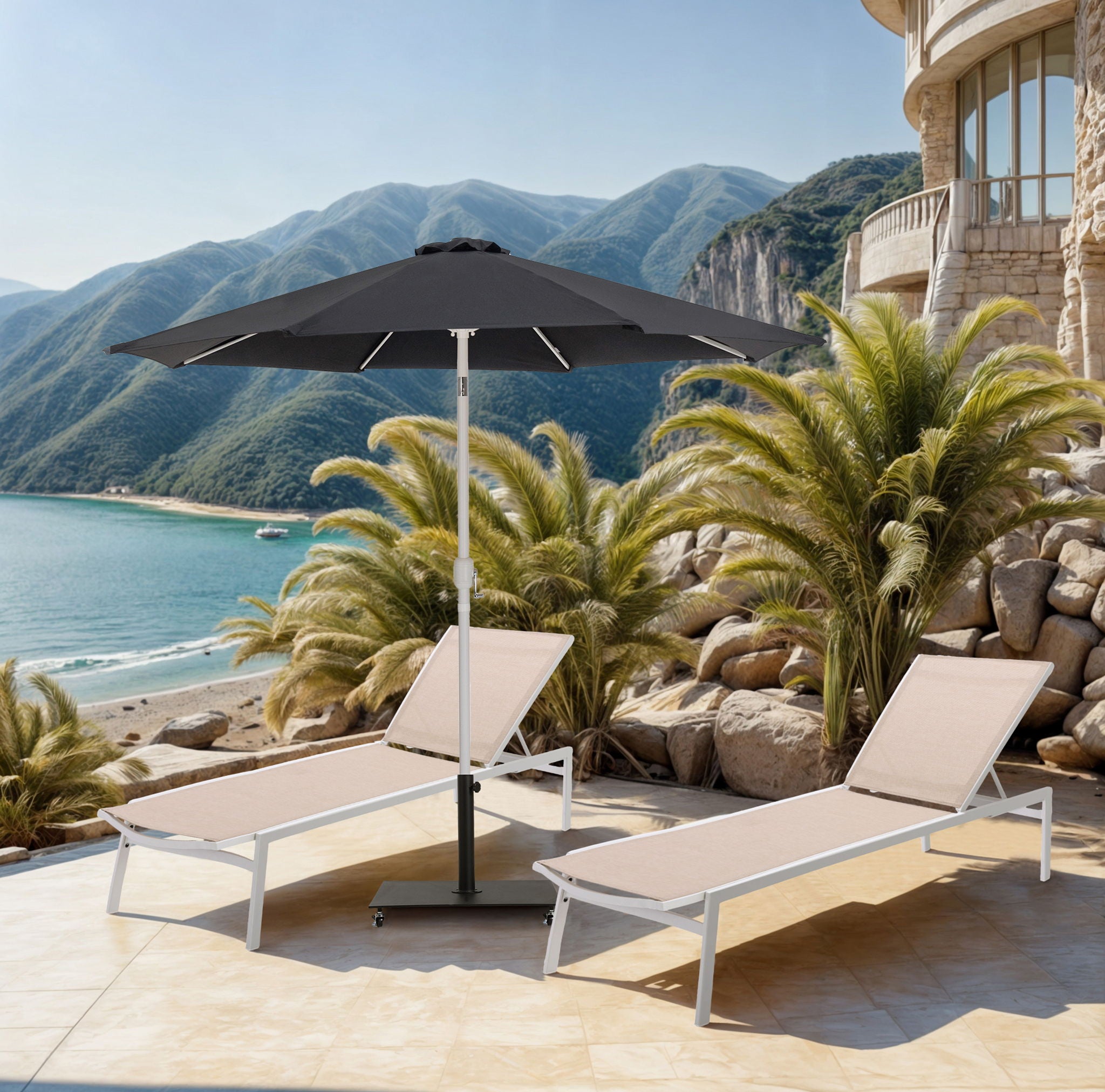 Fiji - Aluminum Patio Umbrella With Square Black And White Base - Urban Living Furniture (Los Angeles, CA)