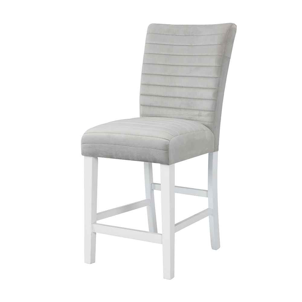 Elizaveta - Counter Height Chair (Set of 2) - Gray Velvet &White High Gloss - Urban Living Furniture (Los Angeles, CA)