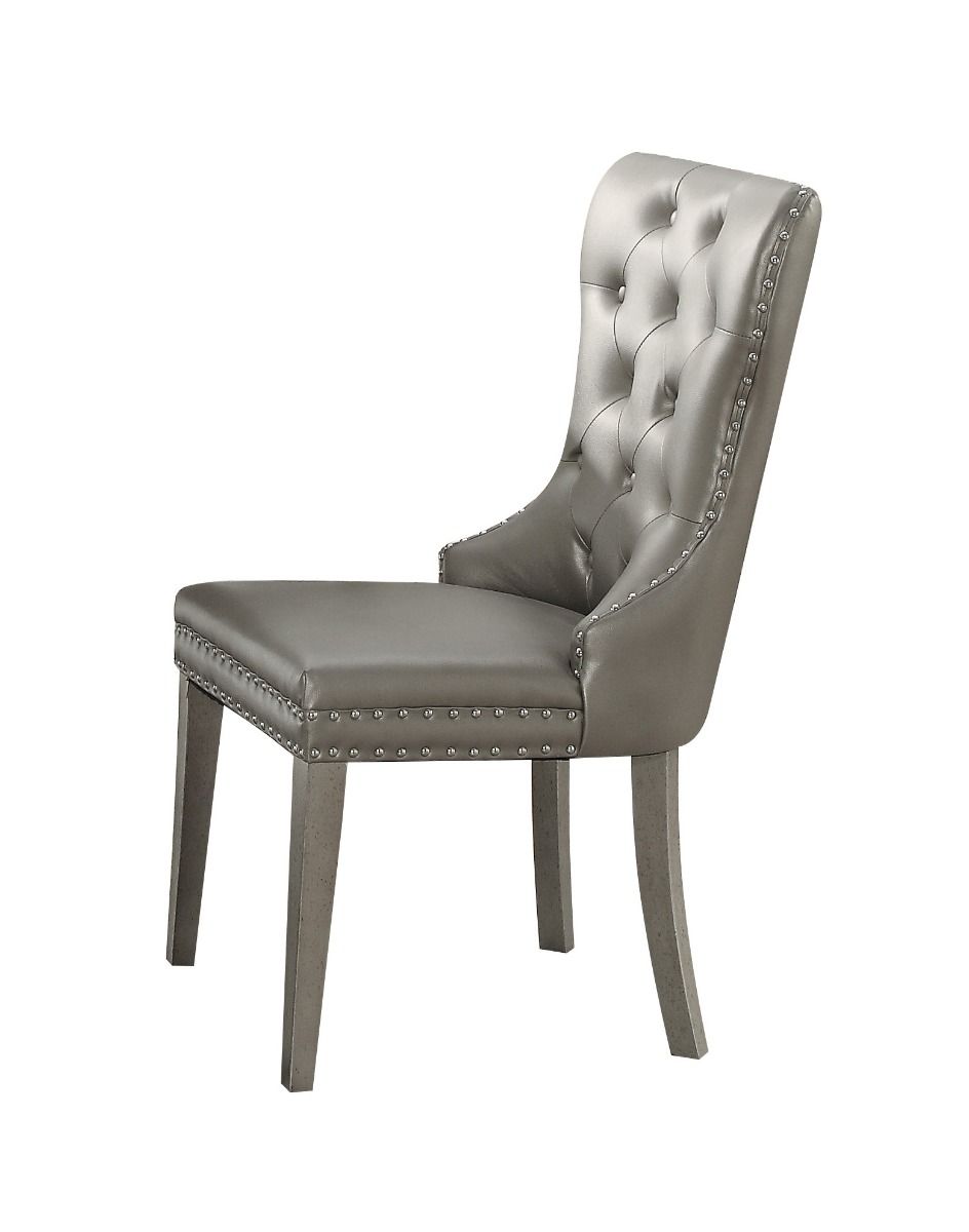 Kacela - Side Chair (Set of 2) - Champagne Synthetic Leather & Champagne - Urban Living Furniture (Los Angeles, CA)