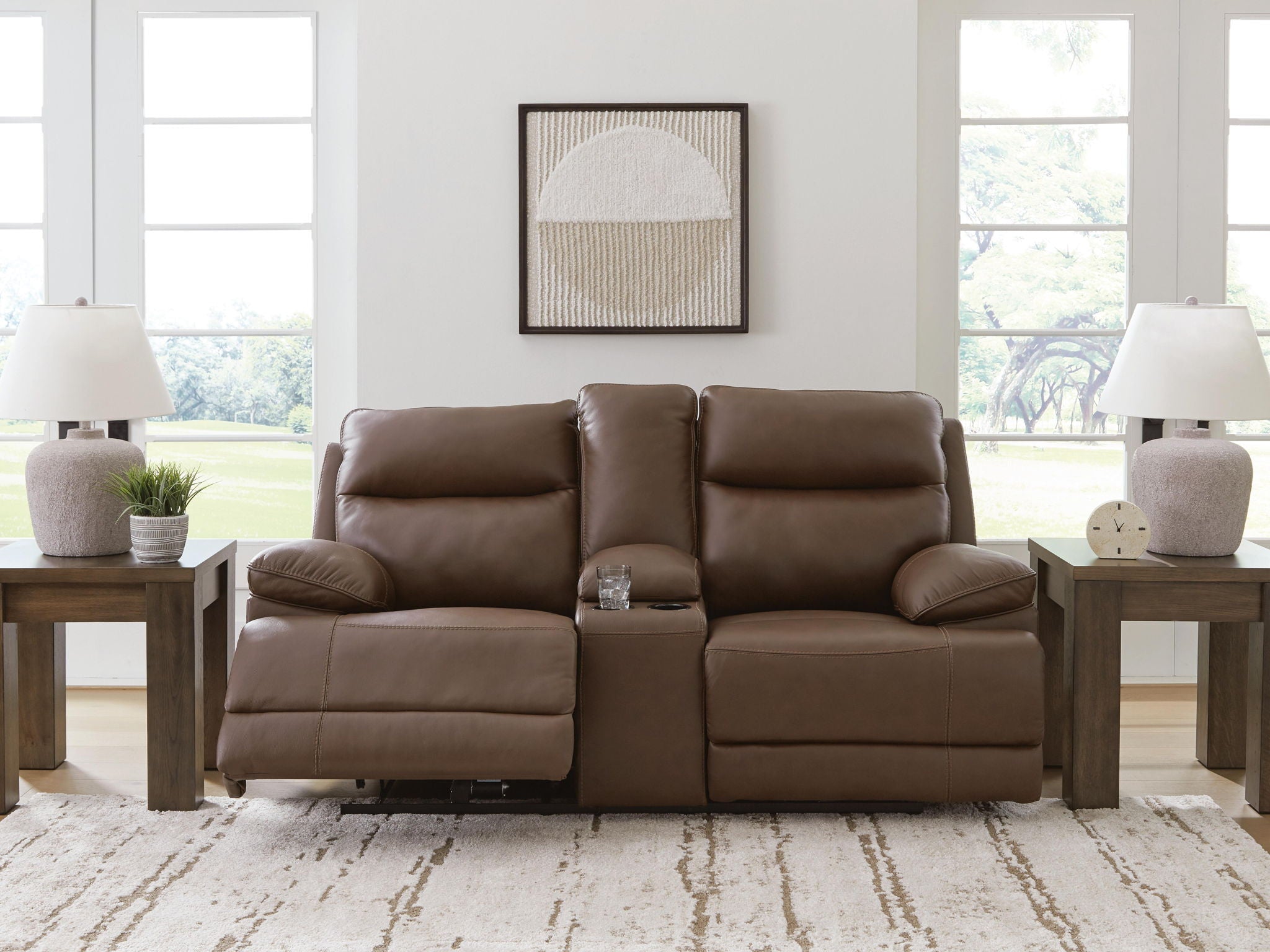 Vonryan - Power Reclining Loveseat With Console / Adj Headrest - Tobacco - Urban Living Furniture (Los Angeles, CA)