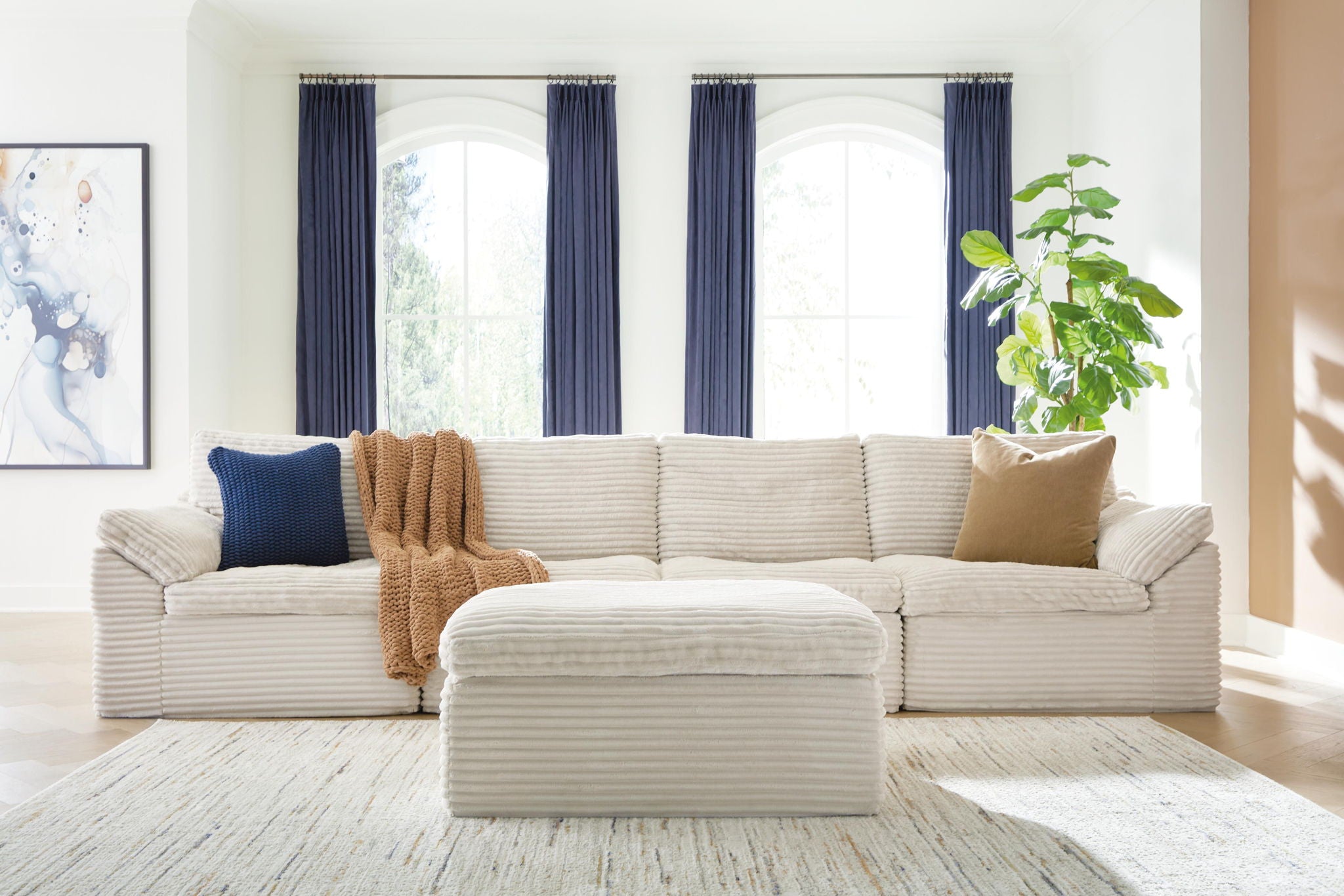 Fannin - 4-Piece Sectional With Ottoman - Ivory - Urban Living Furniture (Los Angeles, CA)