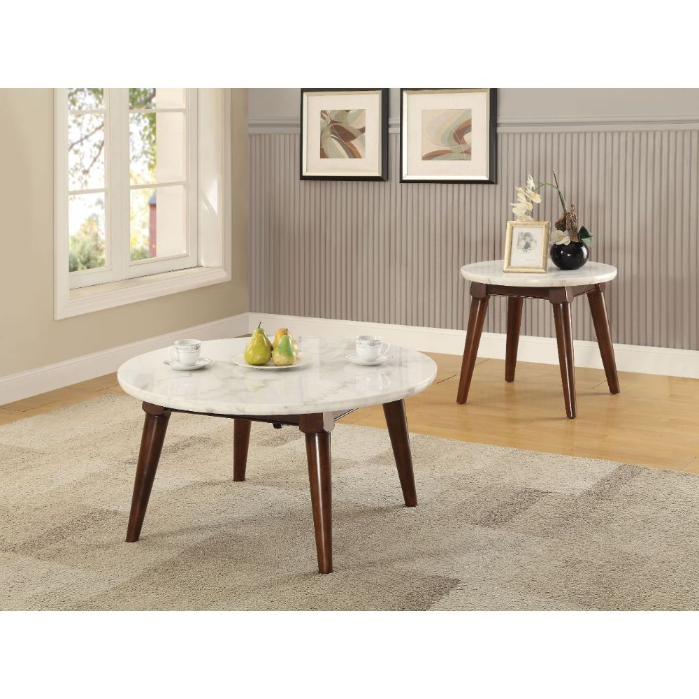 Gasha - Coffee Table - White Marble & Walnut - Urban Living Furniture (Los Angeles, CA)