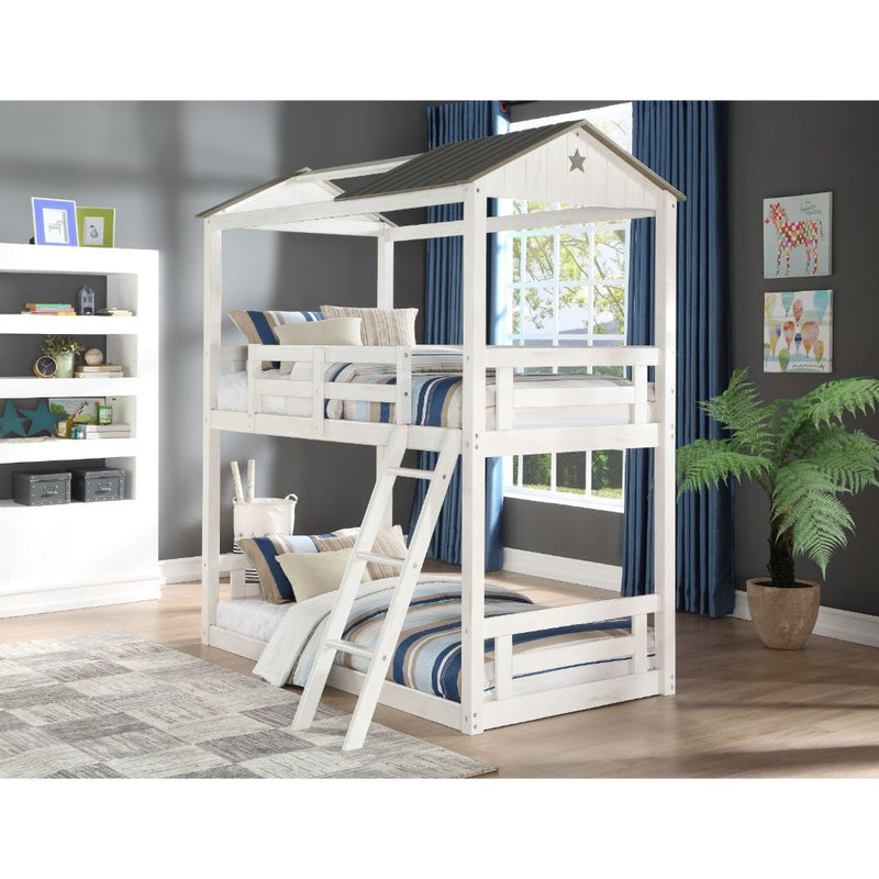 Nadine - Cottage Twin Over Twin Bunk Bed - Weathered White & Washed Gray - Urban Living Furniture (Los Angeles, CA)