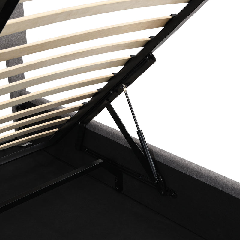 Elegant Upholstered Platform Bed With Hydraulic Storage System