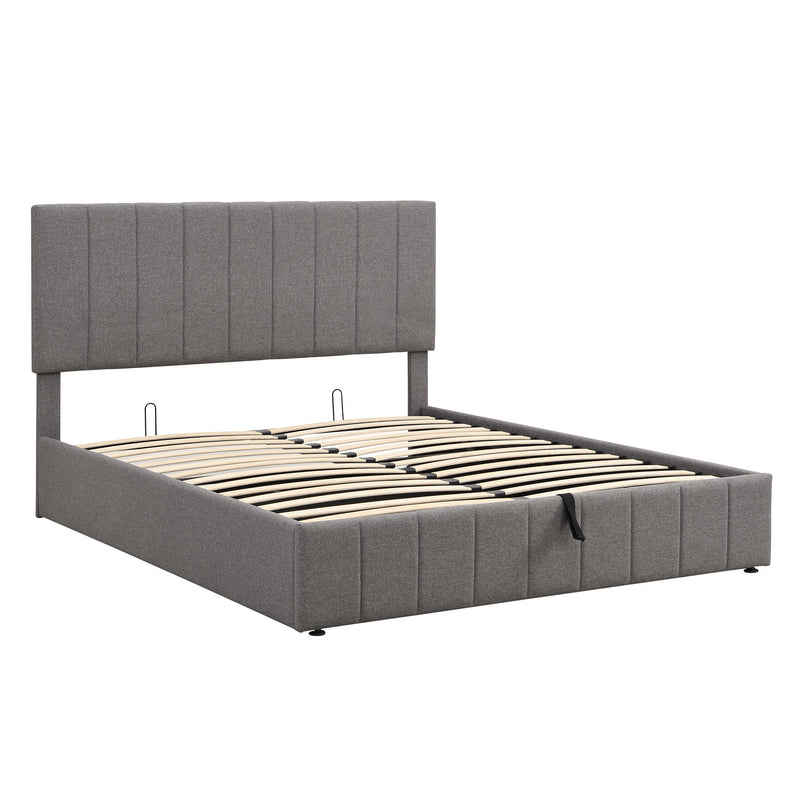 Elegant Upholstered Platform Bed With Hydraulic Storage System