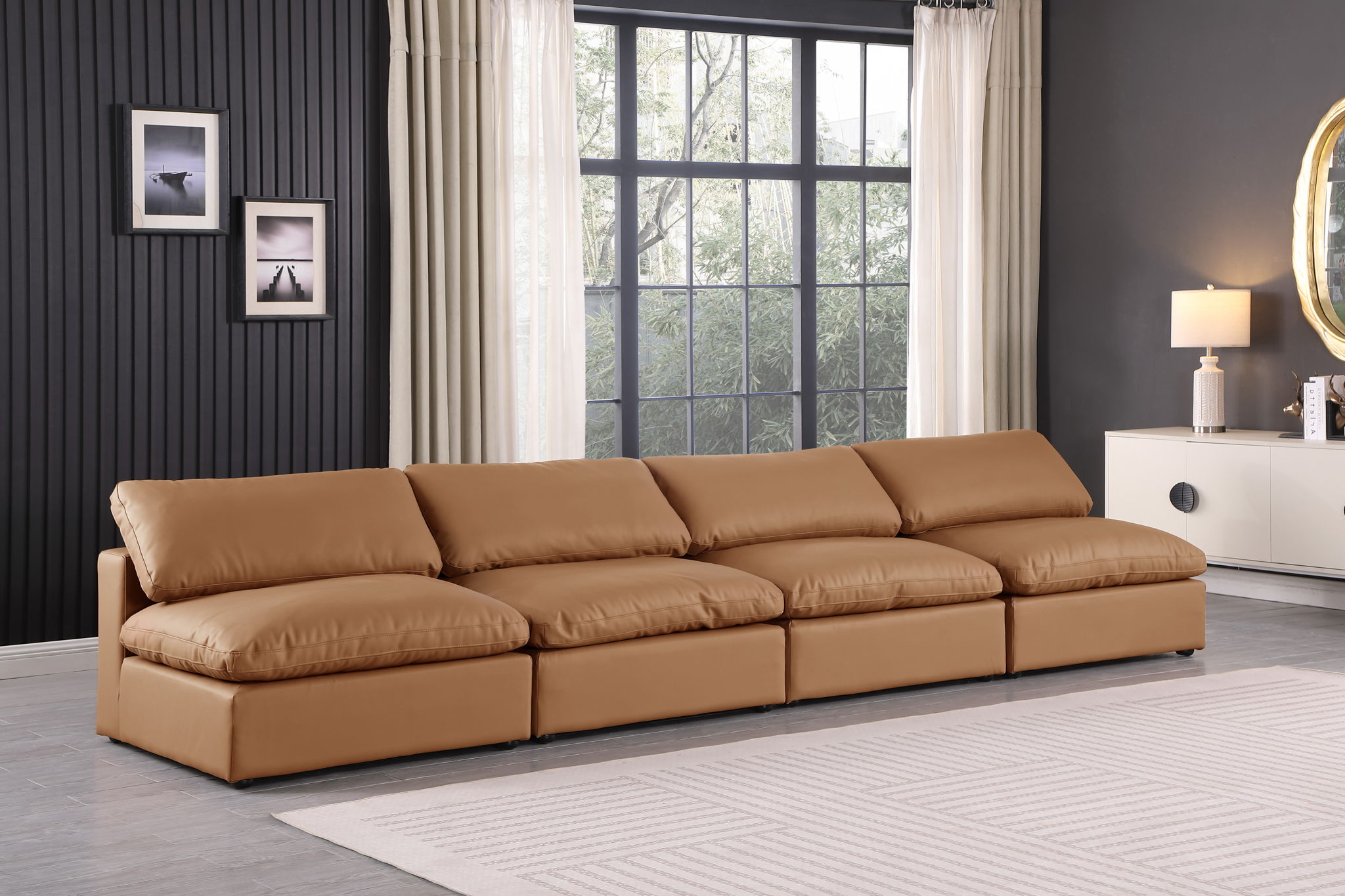 Comfy - Faux Leather Modular Armless Sofa 4 Seats - Urban Living Furniture (Los Angeles, CA)