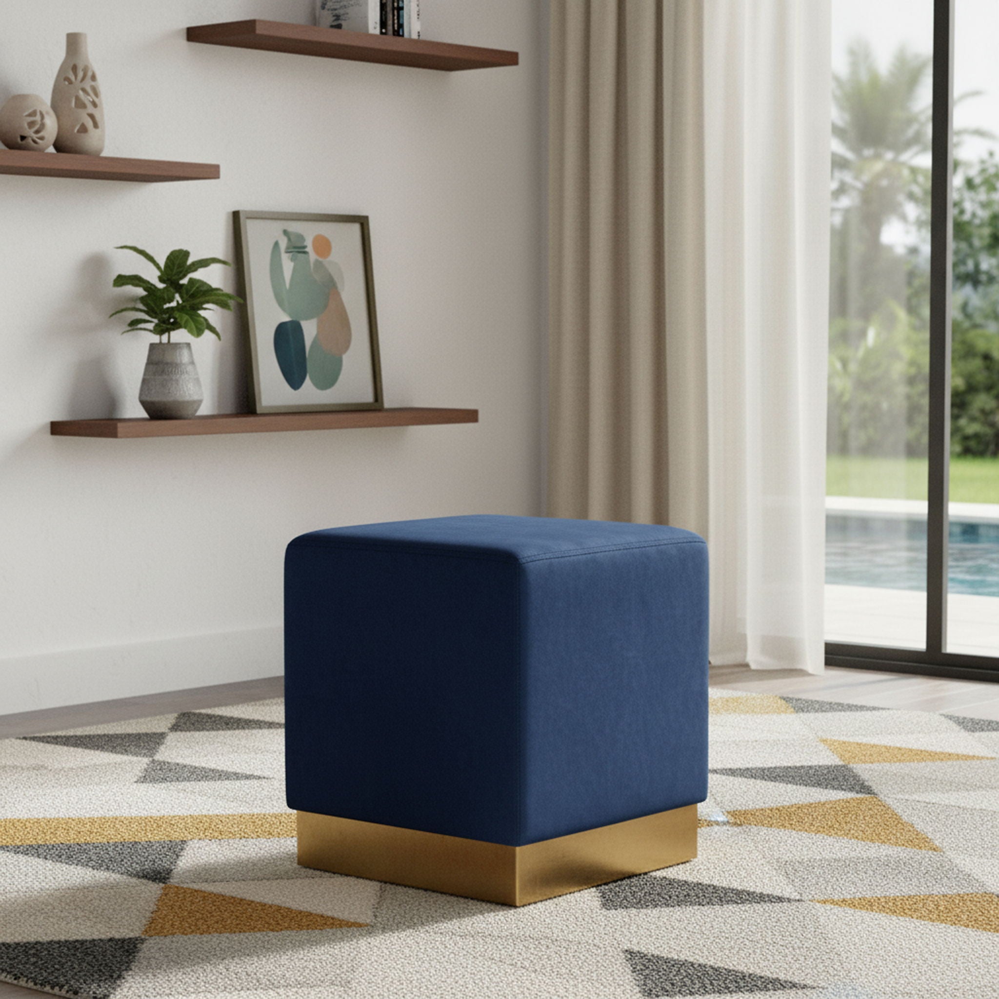 Jax - Stool Ottoman with Gold Base - Urban Living Furniture (Los Angeles, CA)