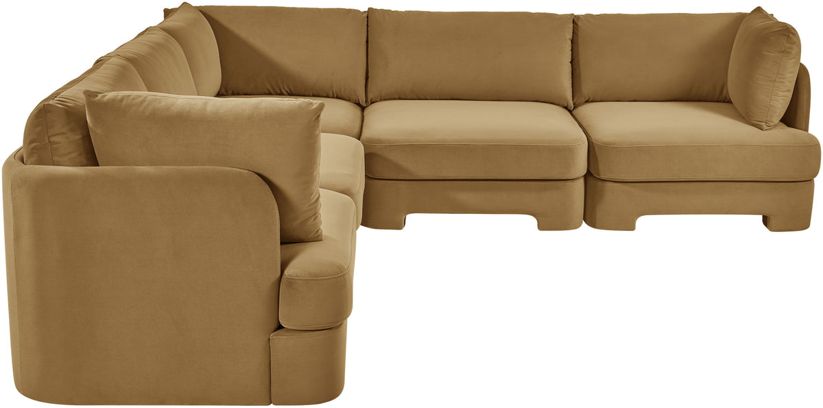 Hammond - Velvet Performance Fabric Upholstered 5 Piece Corner Sectional