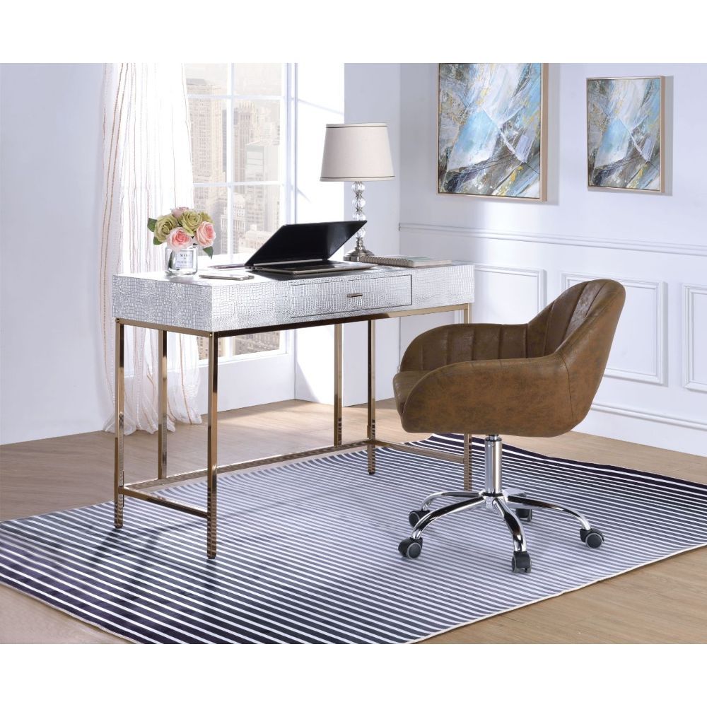 Piety - Vanity Desk - Silver PU & Champagne - Urban Living Furniture (Los Angeles, CA)