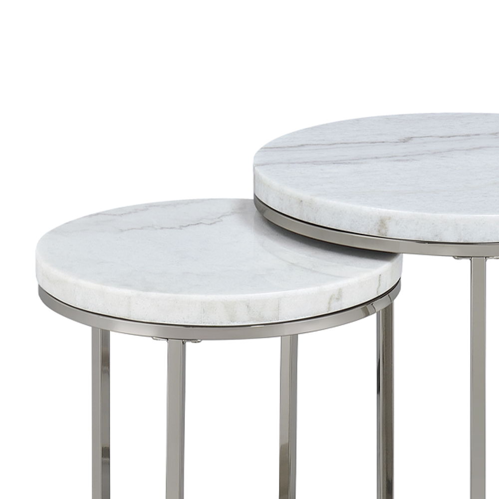 Zaidee - Nesting Table Set - Marble Top & Nickel - Urban Living Furniture (Los Angeles, CA)