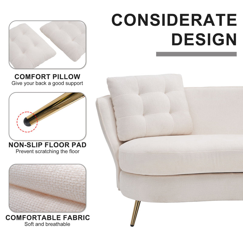 Loveseat Sofa, Upholstered Couch With Metal Legs