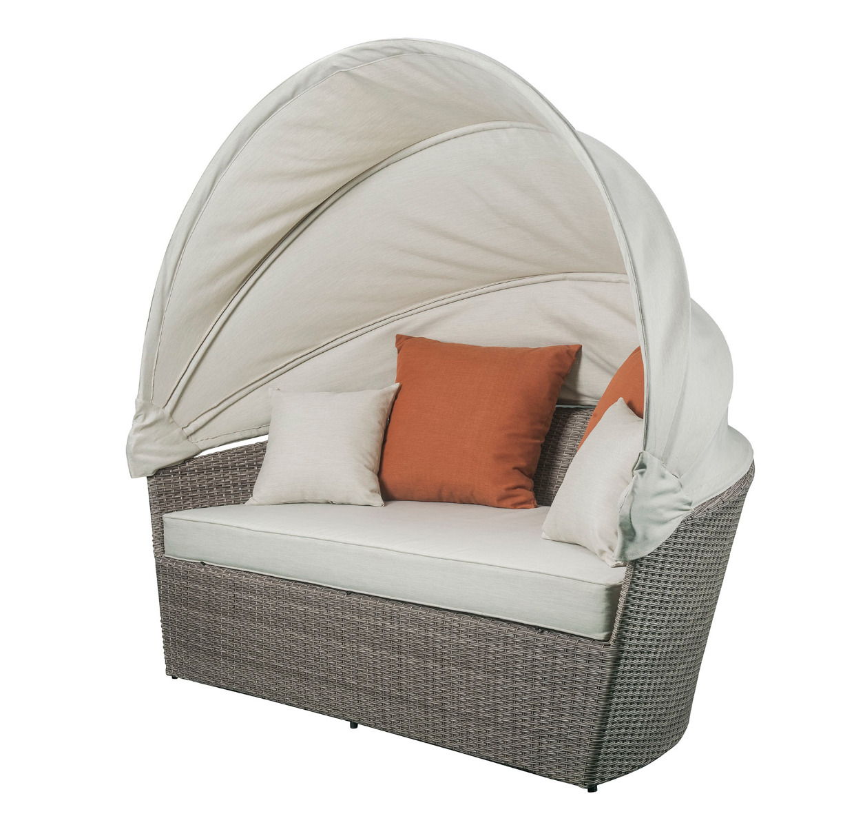 Glynn - Patio Sofa & Ottoman - Beige Fabric & Gray Wicker - Urban Living Furniture (Los Angeles, CA)