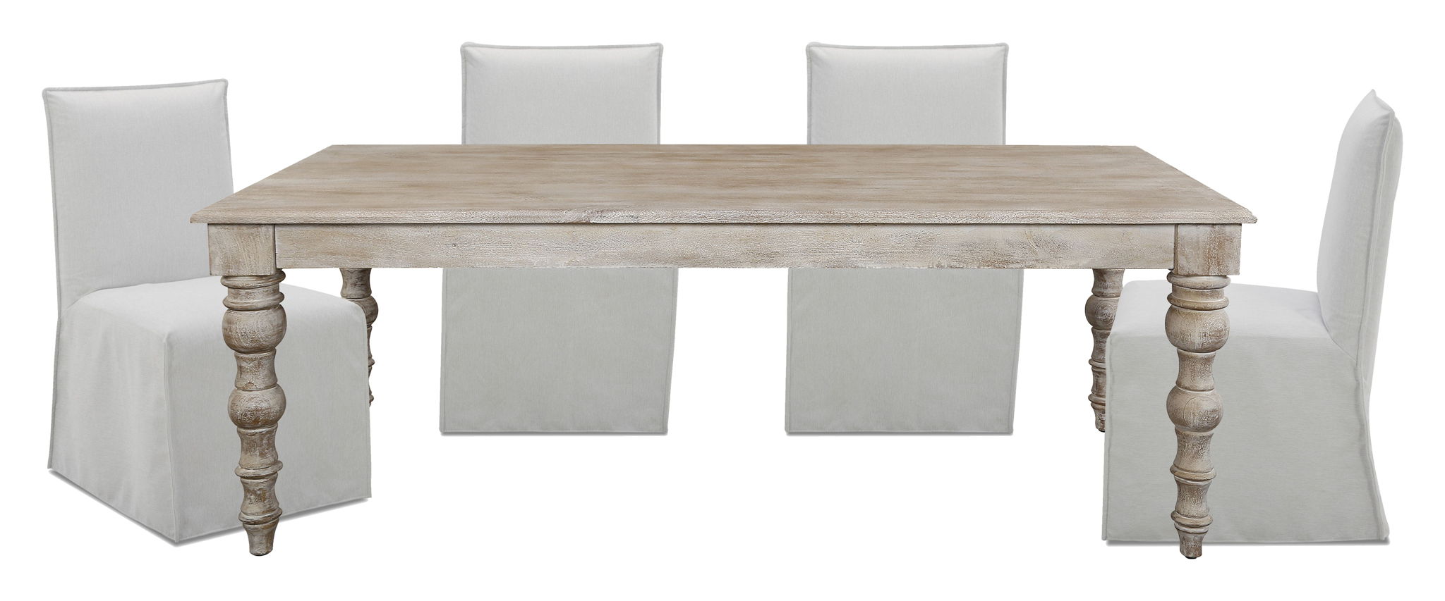 Crossings - Rectangular Dining Table With 4 Upholstered Chairs - Whitewash - Urban Living Furniture (Los Angeles, CA)