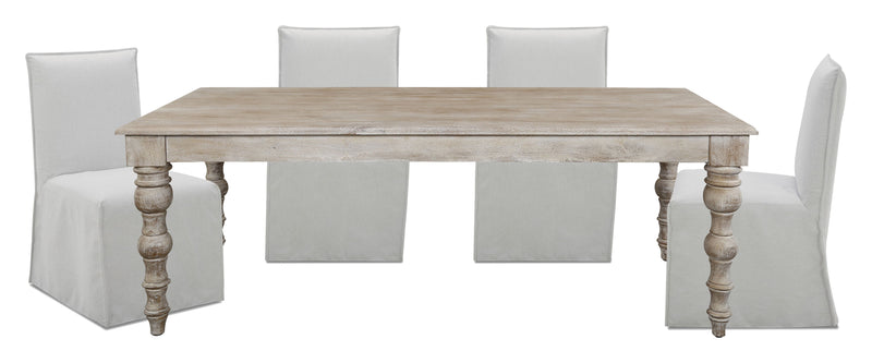 Crossings - Rectangular Dining Table With 4 Upholstered Chairs - Whitewash