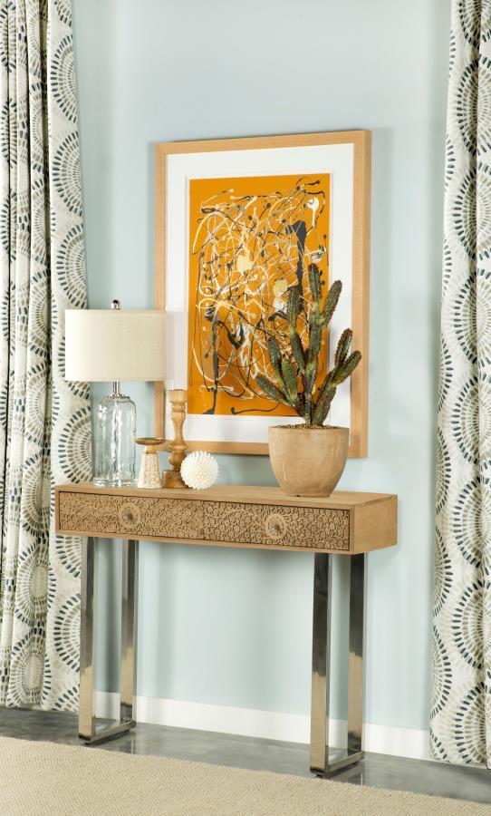 Draco - 2-Drawer Console Table Hand Carved Details - Natural - Urban Living Furniture (Los Angeles, CA)