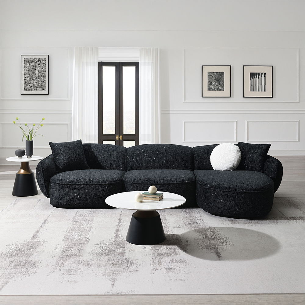 Lucifer - Sectional Sofa With 3 Pillows - Black Shimmer Chenille - Urban Living Furniture (Los Angeles, CA)